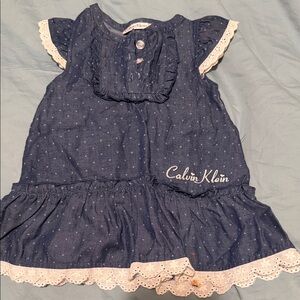 Calvin Klein Kids Navy Dress with White Trim